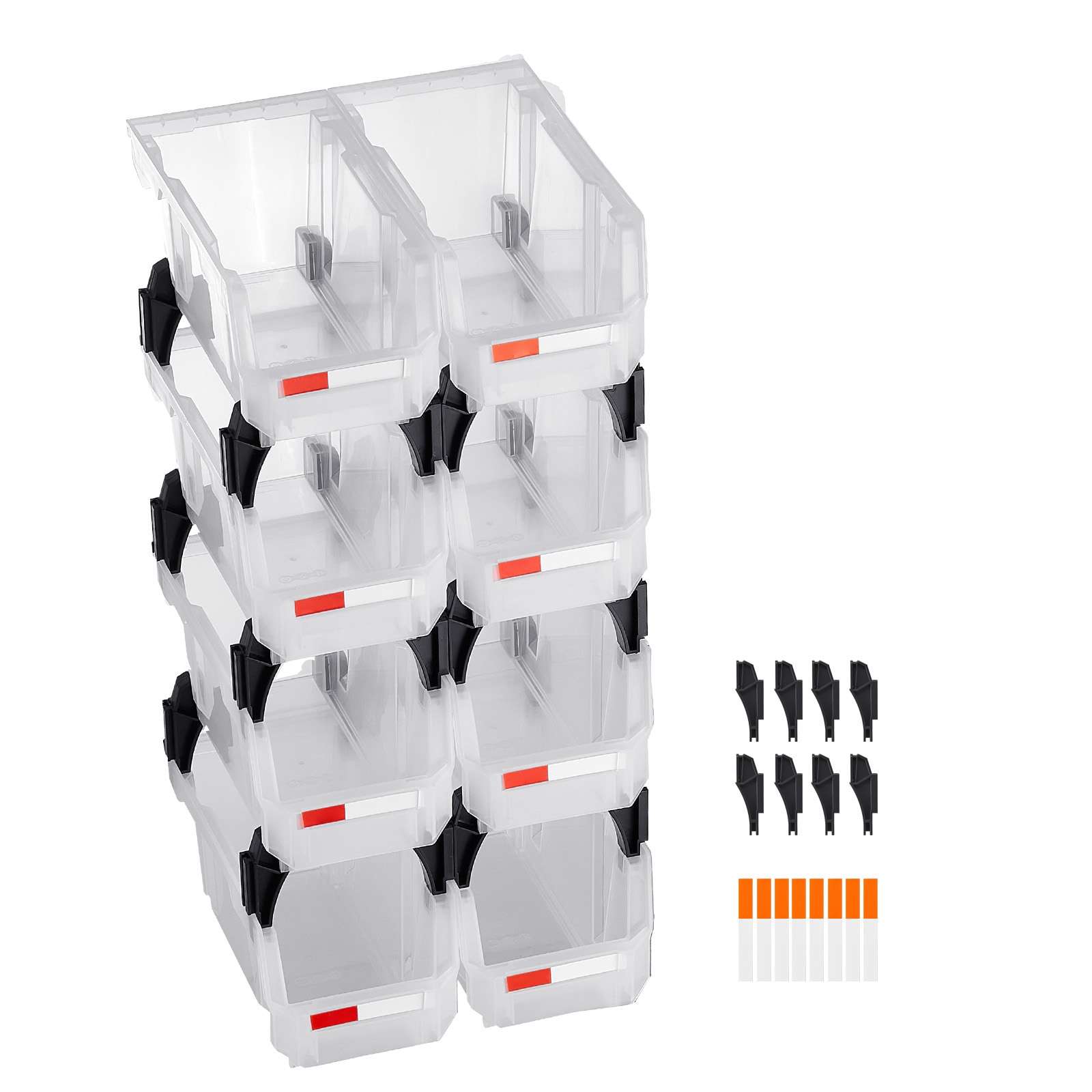 Plastic Stackable Storage Bins, Set Of 8 Transparent Containers_voghion.com